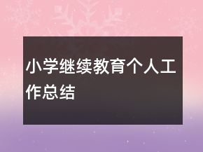小学继续教育个人工作总结