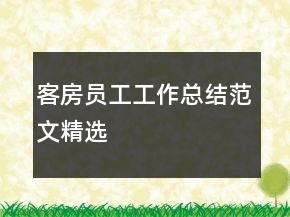 客房员工工作总结范文精选