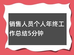 销售人员个人年终工作总结5分钟
