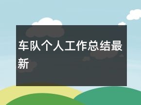 车队个人工作总结最新