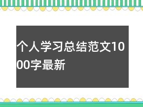 个人学习总结范文1000字最新