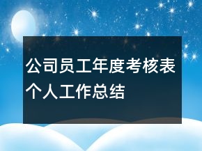 公司员工年度考核表个人工作总结