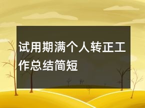 试用期满个人转正工作总结简短