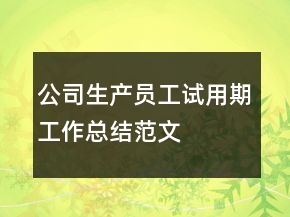公司生产员工试用期工作总结范文