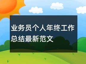业务员个人年终工作总结最新范文