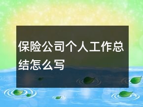 保险公司个人工作总结怎么写