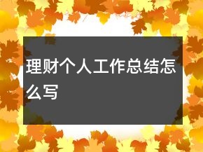 理财个人工作总结怎么写