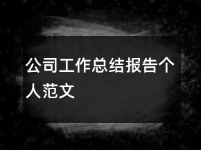 公司工作总结报告个人范文