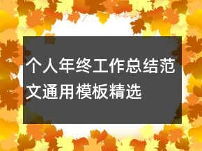 个人年终工作总结范文通用模板精选
