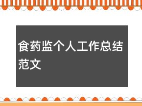 食药监个人工作总结范文