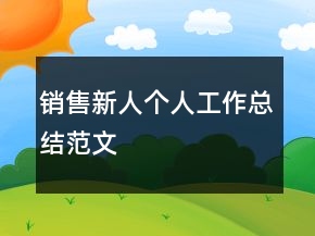 销售新人个人工作总结范文