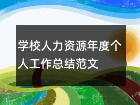 学校人力资源年度个人工作总结范文