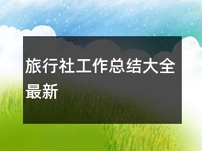 旅行社工作总结大全最新