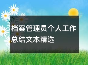 档案管理员个人工作总结文本精选
