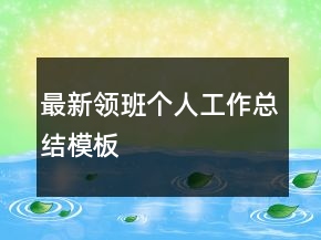 最新领班个人工作总结模板