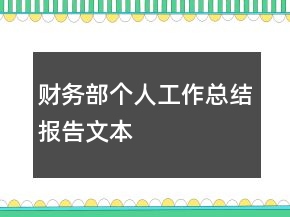 财务部个人工作总结报告文本