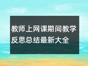 教师上网课期间教学反思总结最新大全