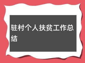 驻村个人扶贫工作总结