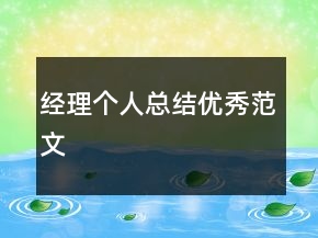 经理个人总结优秀范文