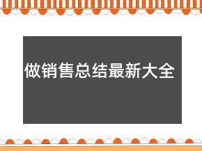 做销售总结最新大全