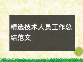 精选技术人员工作总结范文