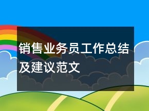销售业务员工作总结及建议范文
