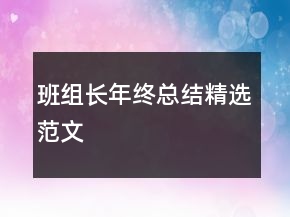 班组长年终总结精选范文