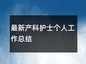 最新产科护士个人工作总结