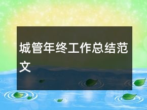 城管年终工作总结范文