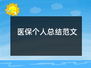 医保个人总结范文