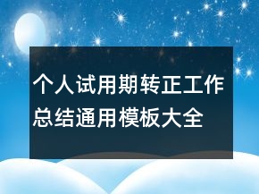 个人试用期转正工作总结通用模板大全