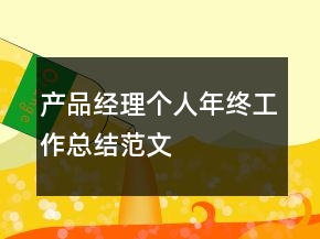 产品经理个人年终工作总结范文