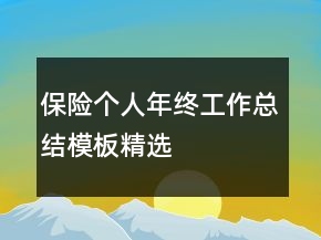保险个人年终工作总结模板精选