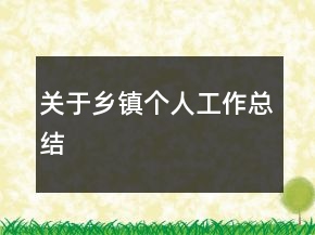 关于乡镇个人工作总结