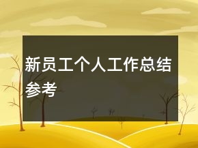 新员工个人工作总结参考