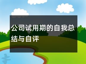 公司试用期的自我总结与自评