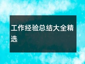 工作经验总结大全精选