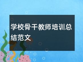学校骨干教师培训总结范文