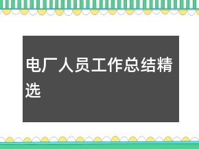 电厂人员工作总结精选