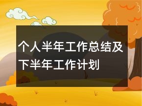 个人半年工作总结及下半年工作计划