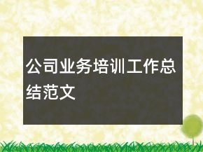 公司业务培训工作总结范文