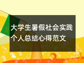 大学生暑假社会实践个人总结心得范文