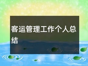 客运管理工作个人总结