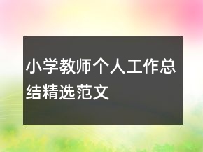 小学教师个人工作总结精选范文