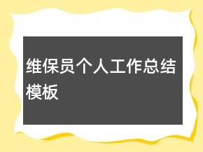 维保员个人工作总结模板
