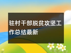 驻村干部脱贫攻坚工作总结最新
