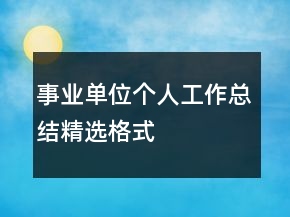 事业单位个人工作总结精选格式