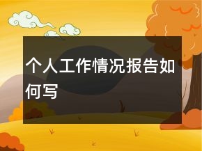 个人工作情况报告如何写