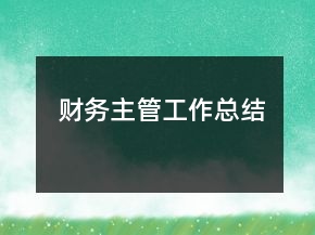 财务主管工作总结