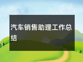 汽车销售助理工作总结